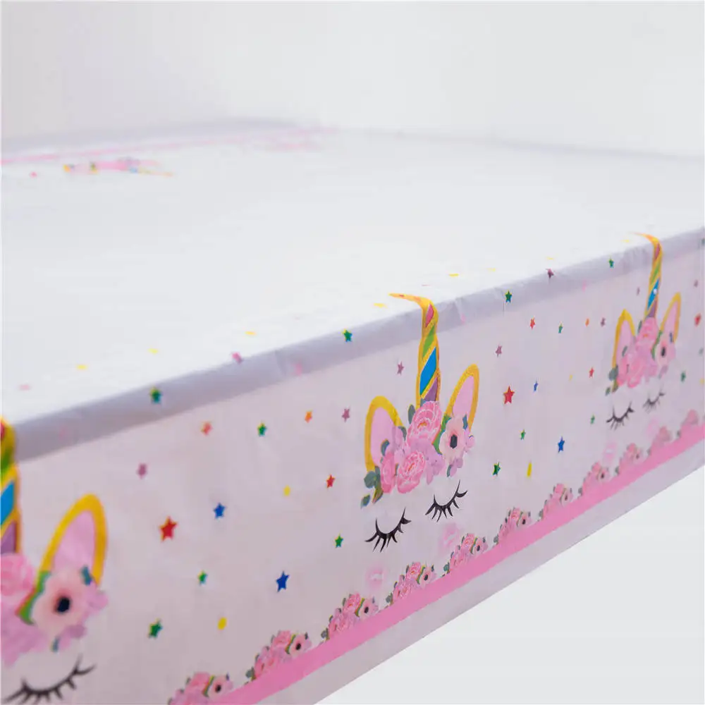 

Unicorn theme table setting party supplies table decoration plastic tablecloth birthday party theme event