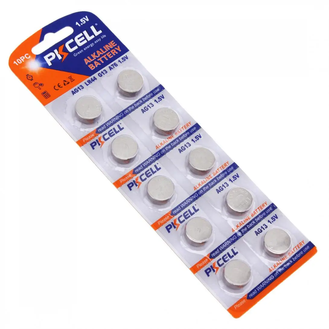 PKCELL 20 шт./лот 1.5В Zn/MnO2Nominal AG13 LR44 батарея SR44 L1154 357 A76 кнопочные Аккумуляторы высокого
