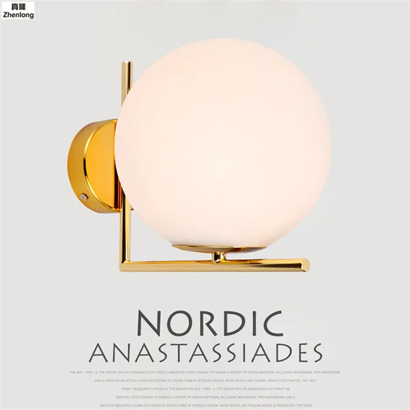 Современная, в виде стекляного шара настенный светильник Nordic Led Спальня арматура светильника для зеркала Indoor ночники для домашнего декора