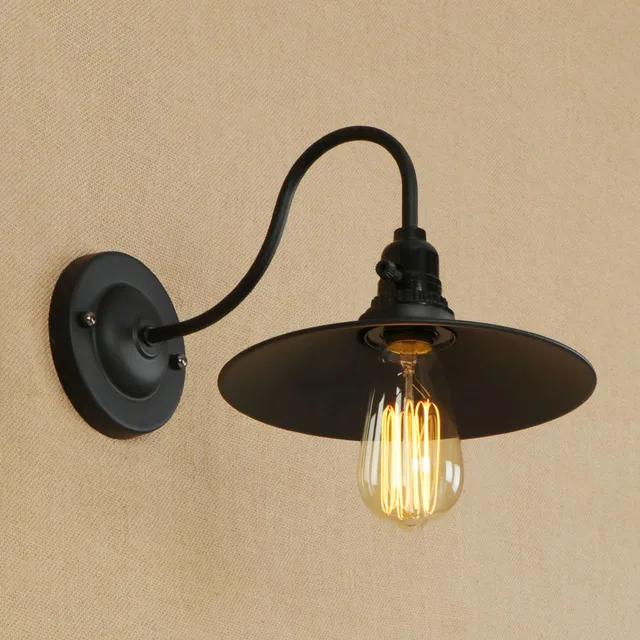 Retro Industrial Black Wall Sconce Gooseneck Barn Light E27 Holder