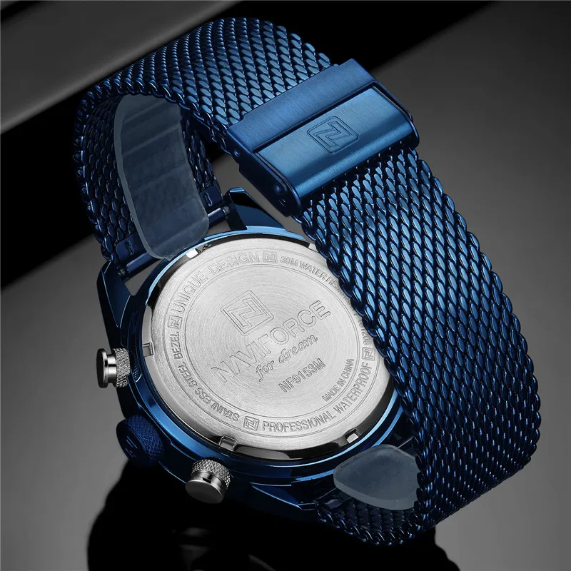 NAVIFORCE 9153 мужские часы Топ бренд модные спортивные водонепроницаемые кварцевые