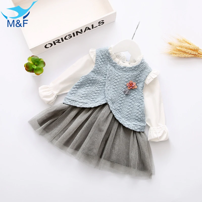 M F 2017 Spring Baby Girl Tutu Dresses Cotton Long Sleeve Beautiful Infant Clothing New Arrival