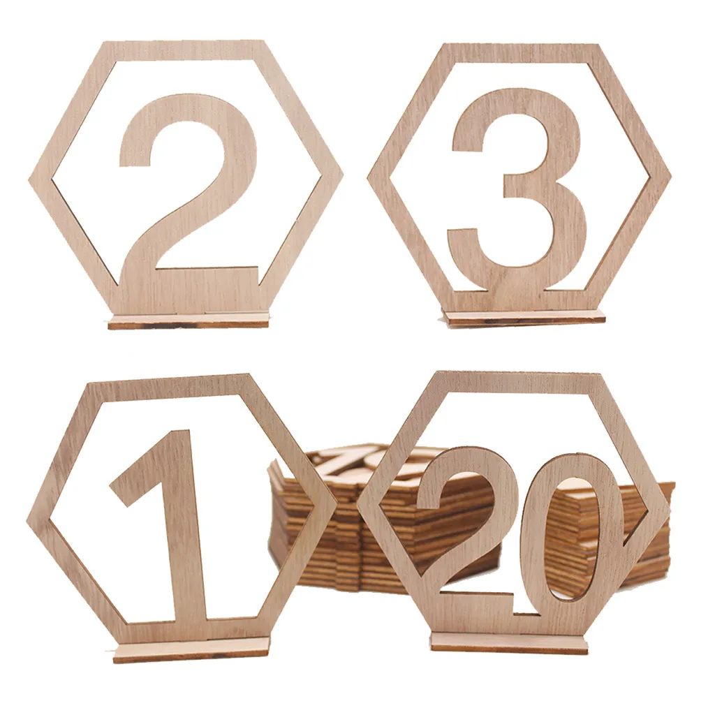 1-20 номера деревянные знаки Свадебные шестигранный стол номер деревянные настольные номера рустикальная Свадьба Обручение сиденье цифры знак K20