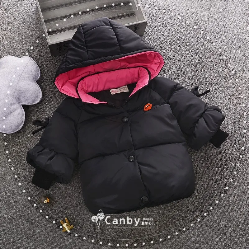 

New Girl Cotton padded Clothes Lipstick Infant Girls Coat Autumn Winter Jacket For Baby Girls Flare Sleeve Kids Warm Outerwear
