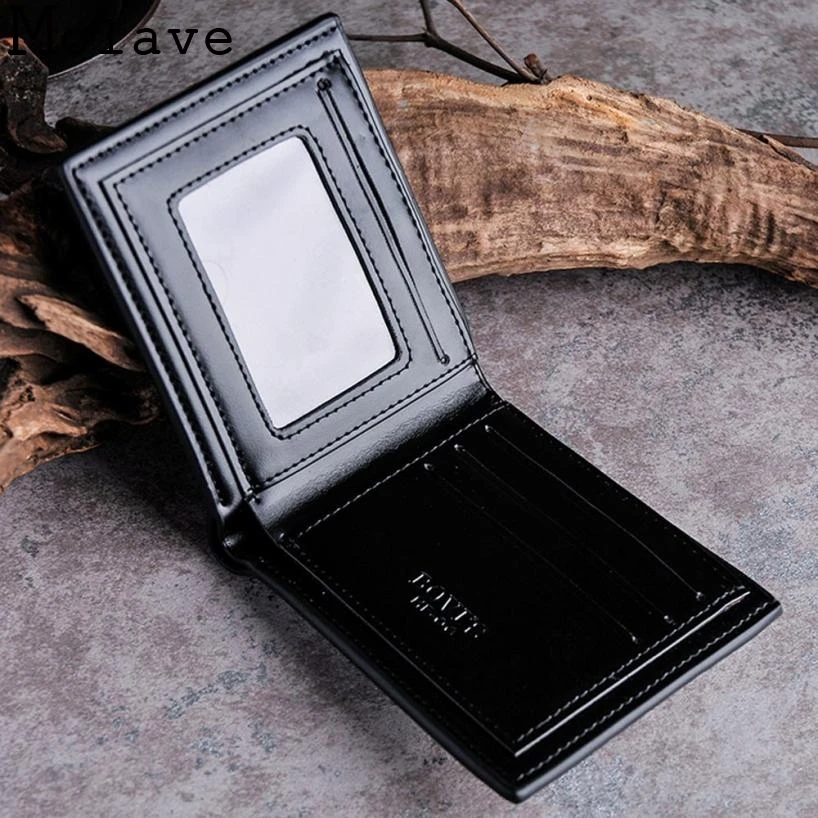 2017 мужской кожаный держатель для карт кошелек с отделением чеков двойной