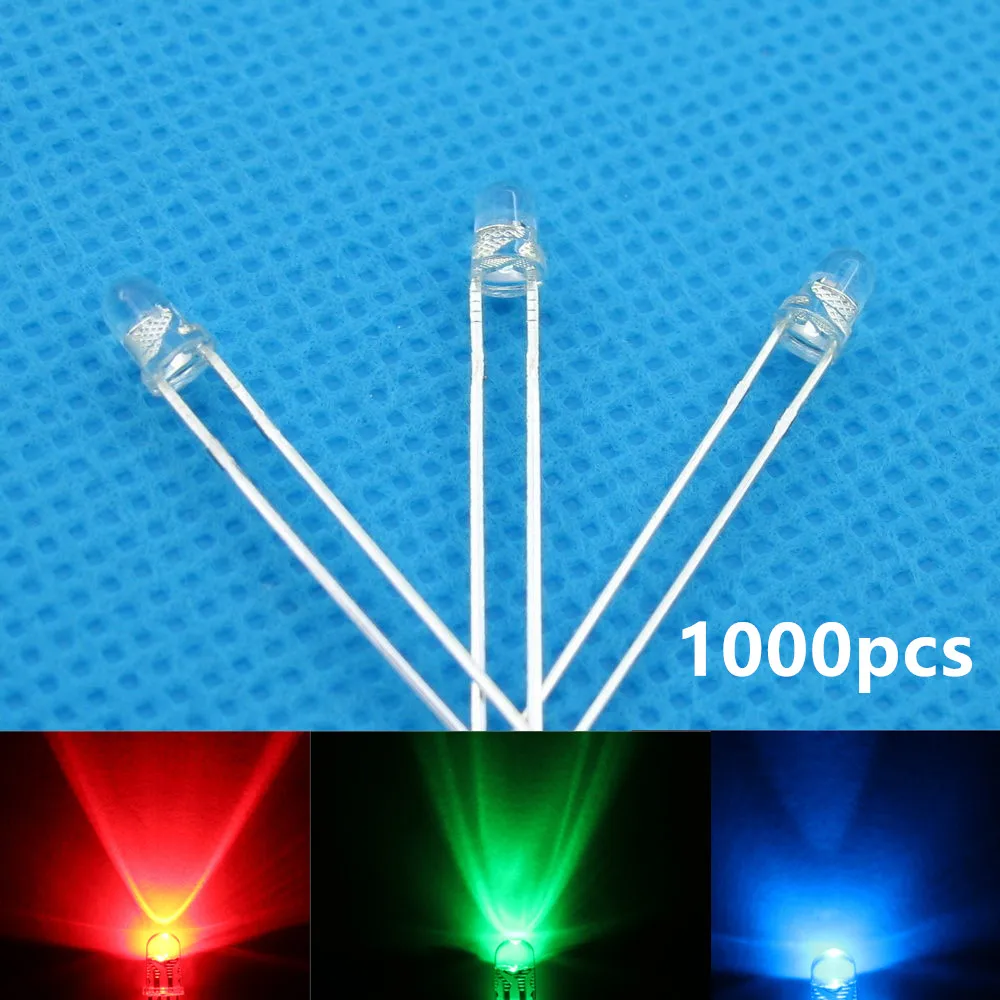 1000pcs LED 3MM LED RGB fast/slow Change Red Green Blue Emitting Diodes