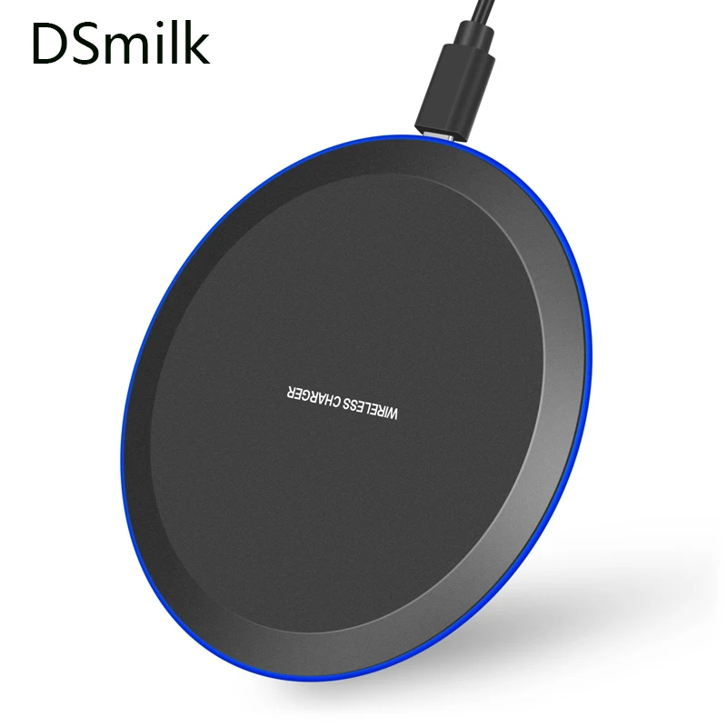 

DSmilk Wireless Charger Pad with LED Light 5W Charging for iPhone 8 X XS Samsung XiaoMi Charge Mobile Phone USB QI Device
