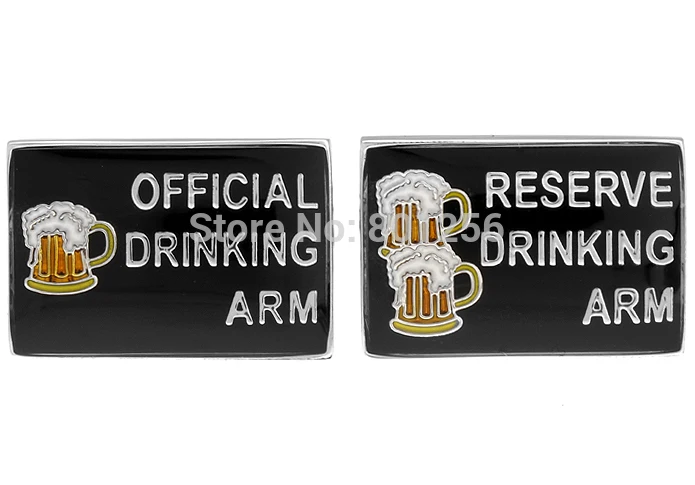 

Free shipping Cufflinks 3pairs/lot black color novelty funny beer drinking design copper material men cufflinks whoelsale&retail