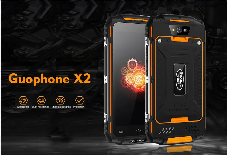 GUOPHONE X2 IP67 MTK6737 четырехъядерный водонепроницаемый смартфон 1280*720 5," ram 2 Гб rom 16 Гб 5500Ah 4G LTE 8MP мобильный телефон