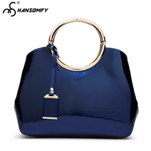 Новые роскошные модные женские сумки женские Яркие кожаные лакированные металлические эмалированные сумки