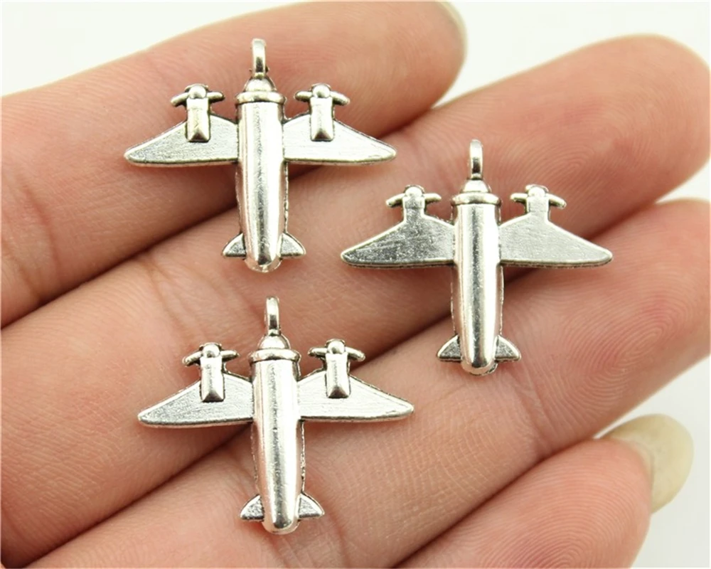 WYSIWYG 8pcs 21x24mm Aircraft Charm Pendants For Jewelry Making Antique