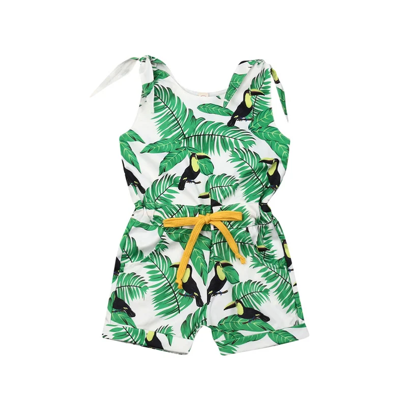 

2019 Kids Leaf Pocket Overalls Baby Suspender Pants For Girls Summer Clothes Baby Girl Overall Playsuit salopette fille