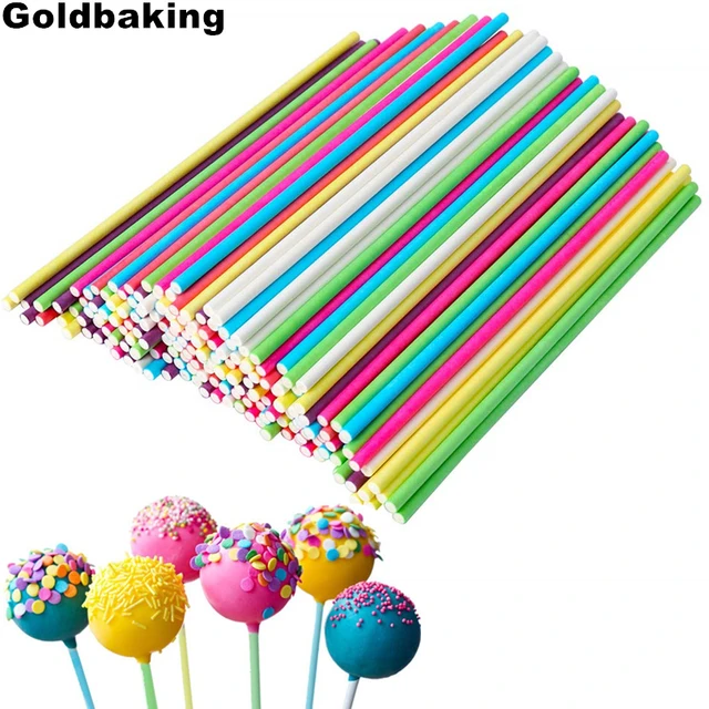 Goldbaking 100pcs Paper Lollipop Sucker Sticks for Cake Pops Candy