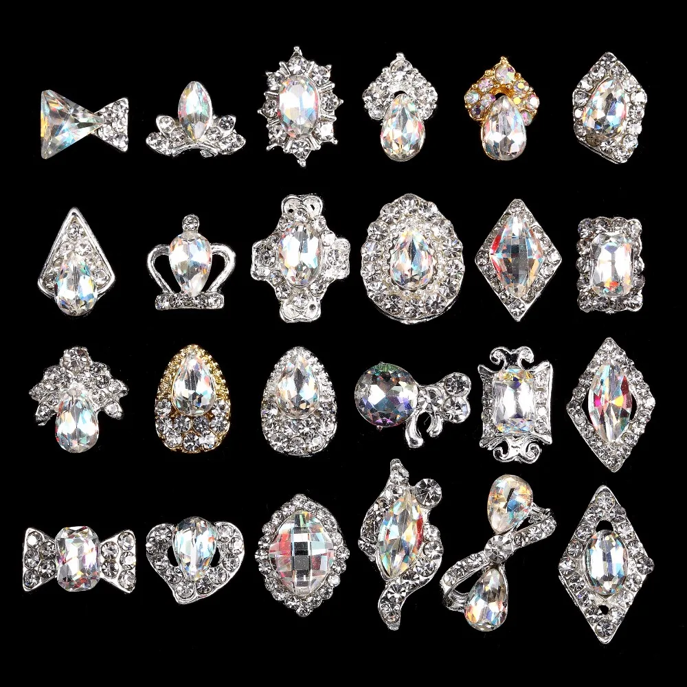 Buy 100PCS Crystal Diamond Nail Charms 3D Alloy Nail