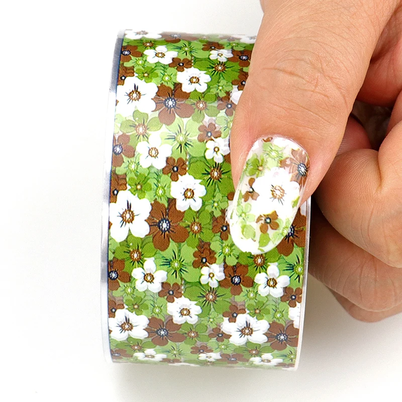 Восхищение 4 см* 120 м звездное небо Фольга для ногтей красочные цветы переводные наклейки на ногти наклейки маникюр Дизайн ногтей украшения