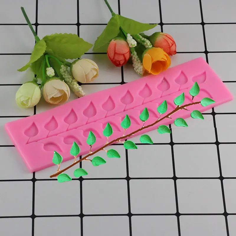 

Mujiang Long Strip Lace Tree Leaf Silicone Molds Chocolate Wedding Cake Decorating Tools DIY Leaves Fondant Vine Cookies Mold