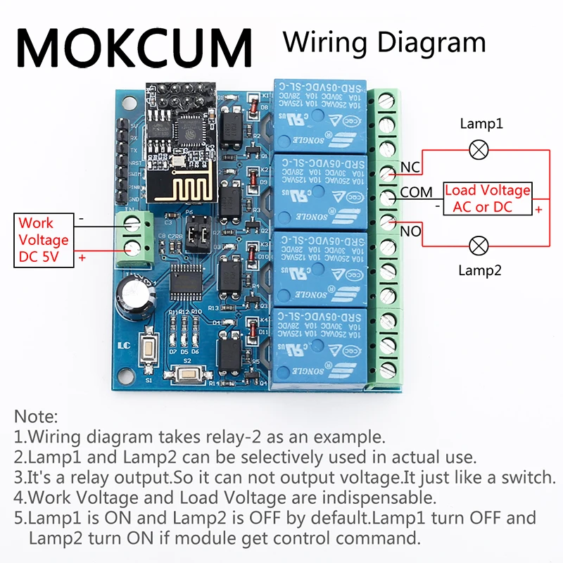 

DC 5V & DC12V ESP8266 WIFI 4-Channel Relay Module IoT Wireless Transmitter For Smart Home 100 Meter Integrated Design Module