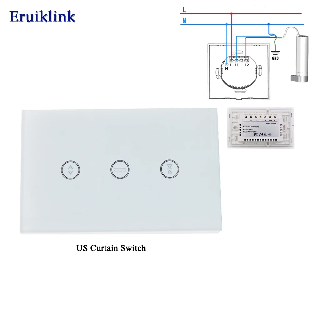 Wi-Fi занавес переключатель ЕС стеклянная панель беспроводной сенсорный переключатель, голосовое управление Alexa& Google для умного дома электрический занавес мотор