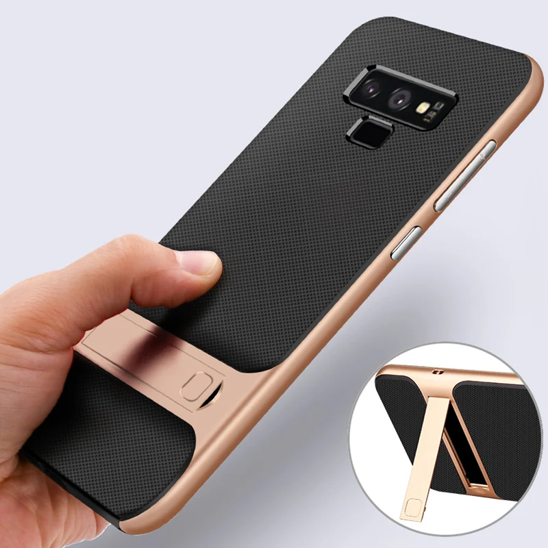 

Ultra Slim Hard PC Shockproof Cover for Samsung Galaxy S8 S9 S10 Plus Note 9 8 S7 Edge 10 Phone Holder Stand Soft TPU Body Case