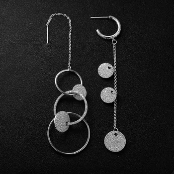 

fashion accessories unique design dangle earring female AB sty AAA CZ round plate pendant with circle brincos party jewelry