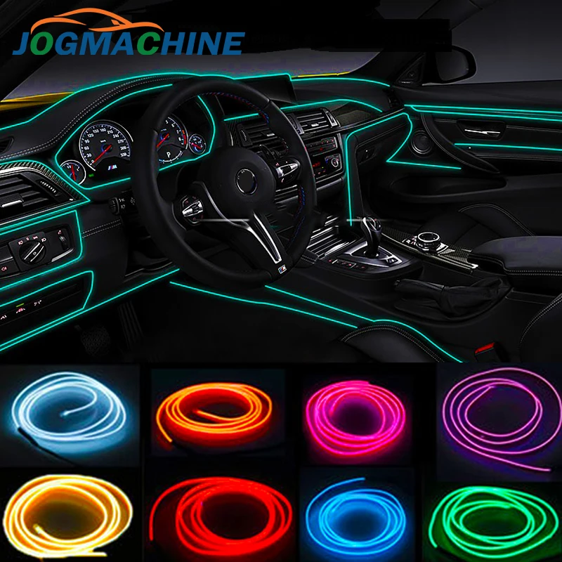 

1M/2M/3M/5M Car Interior Lighting Auto LED Strip Garland EL Wire Rope Tube Line flexible Neon Light With 12V USB Cigarette Drive