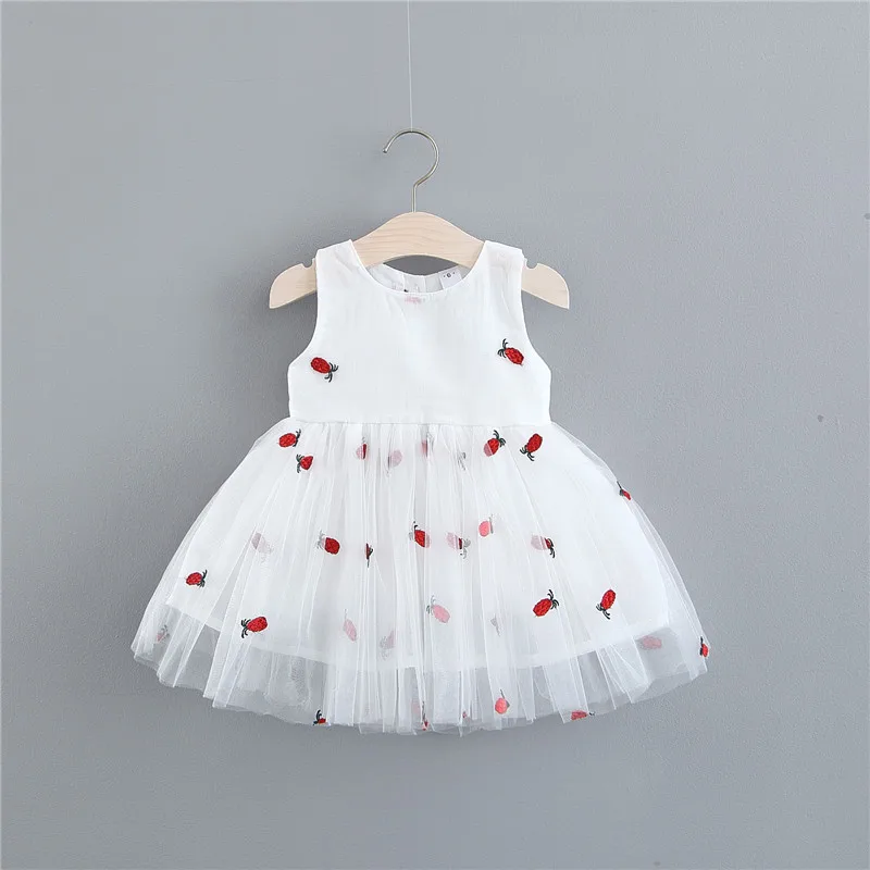 4 шт./лот) Детская летняя одежда платье для девочек с рисунком клубники платья для маленьких девочек 032906