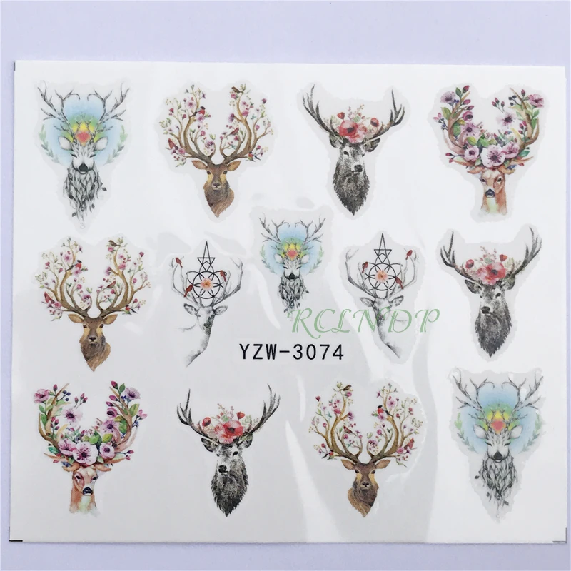

Nail sticker art decoration slider deer Peach blossom adhesive design Water decal manicure lacquer accessoires polish foil