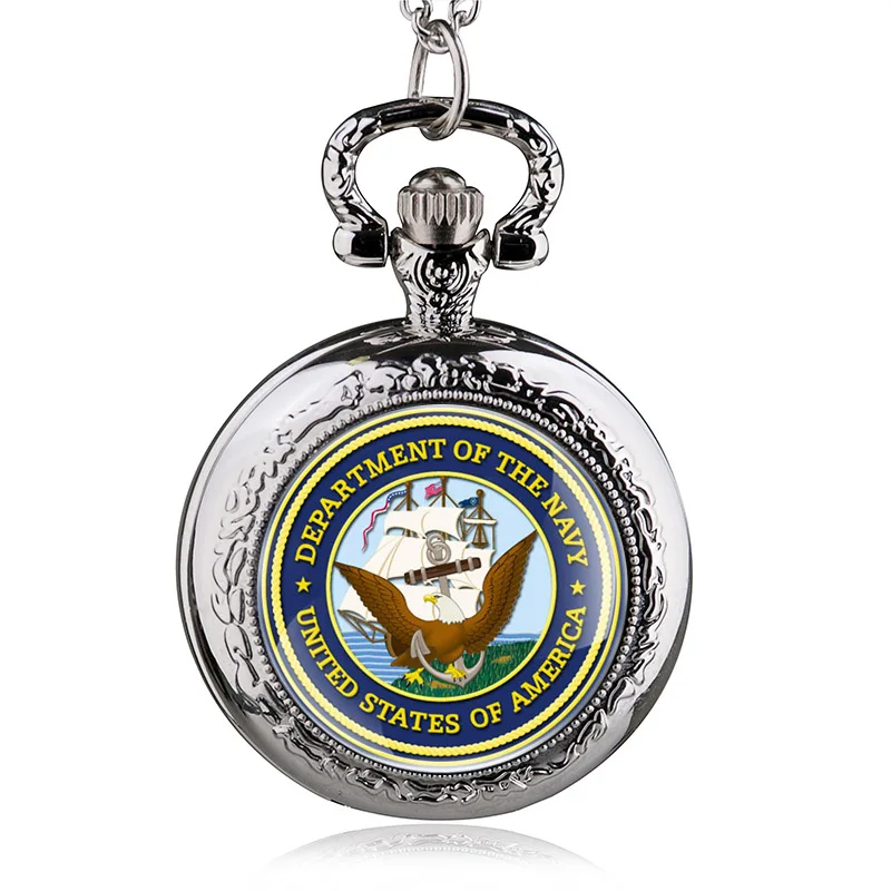Retro Bronze United States Navy Quartz Pocket Watch Vintage Army