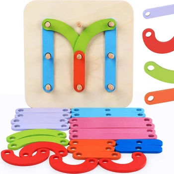 

Wooden Geometric Shape Column Set Digital/Letter/Animal Puzzle Toys Baby Imagination Educational Toys