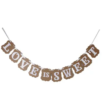 

Love Is Sweet Bunting Garland Banner Wedding Party Decoration (Light Brown)