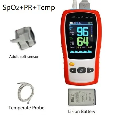 2," TFT lcd 1 или 3 датчика взрослый ребенок младенец neotate SPO2 PR Temp 3 Параметры ручной пульсоксиметр CE - Цвет: H381-Temp-Red-Soft