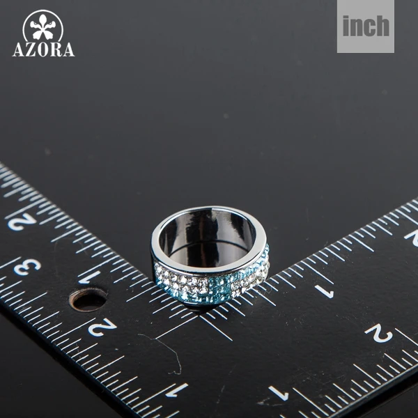 AZORA White Gold Color Full Blue and Transparent Stellux Austrian Crystal Ring TR0083