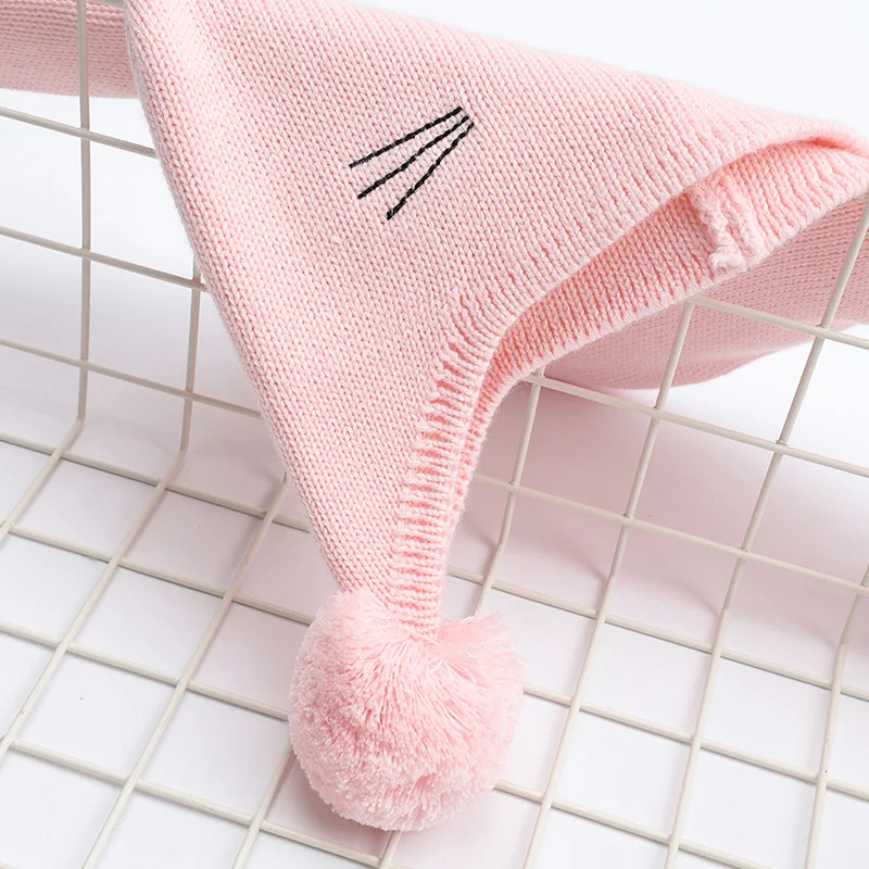 Beanie Kid Girl Winter Hat Autumn Knit Warm Pink Rabbit Cap Casual Outdoor Skiing Baby Accessory (9)