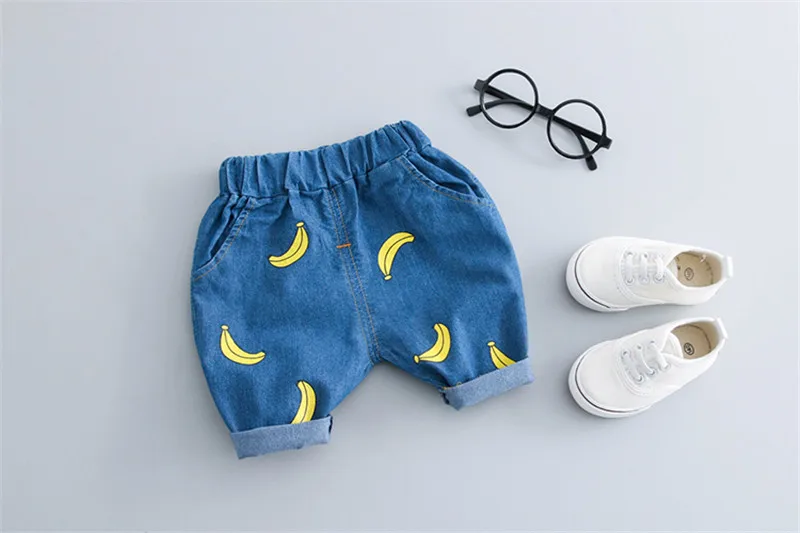 Комплекты одежды для маленьких мальчиков и девочек летняя одежда для маленьких мальчиков с бананом Повседневный хлопковый костюм для новорожденного