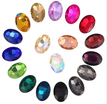 

100PCS/40Pcs Mixed Colors Pointed OVAL Fancy Glass Stones (Various Sizes)