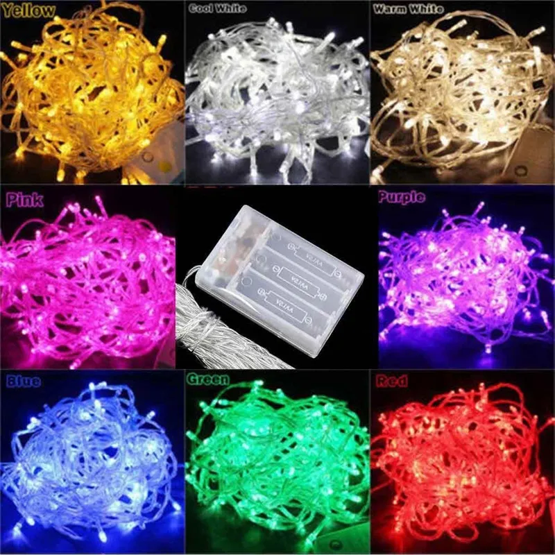 20M 10M 5M 2M LED String Lights 3*AA Battery Operated Waterproof Fairy LED Christmas Lights For Holiday Party Wedding Decoration