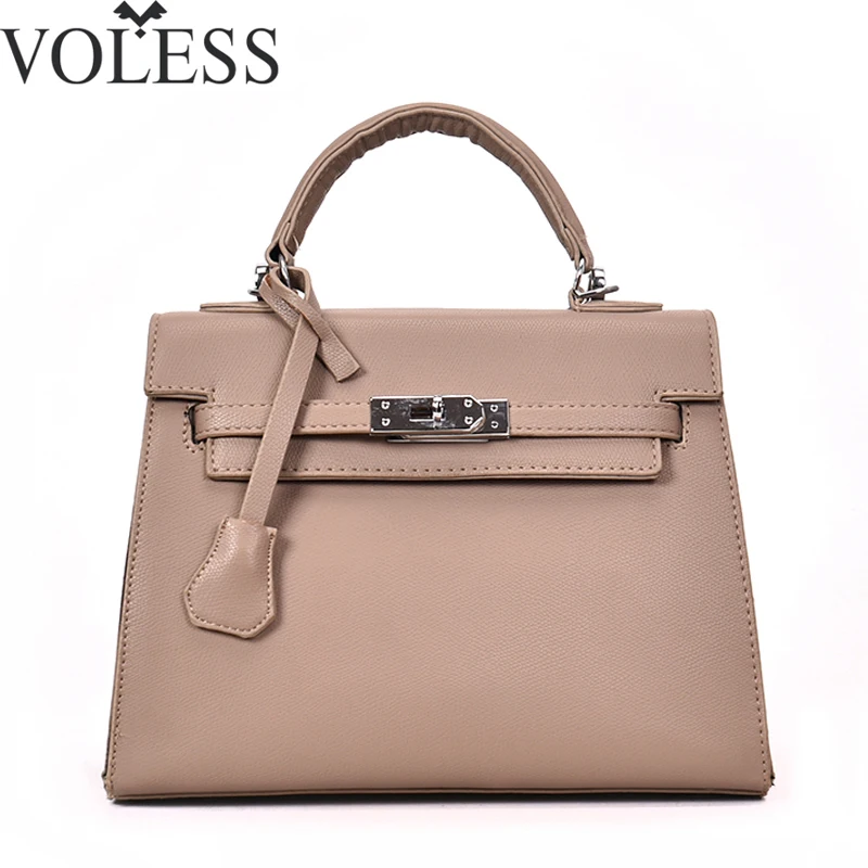 

VOLESS Cross Lines Lock Leather Women Handbags Large Capacity Women Messenger Bags Famous Brand European Style Women Bags Sac
