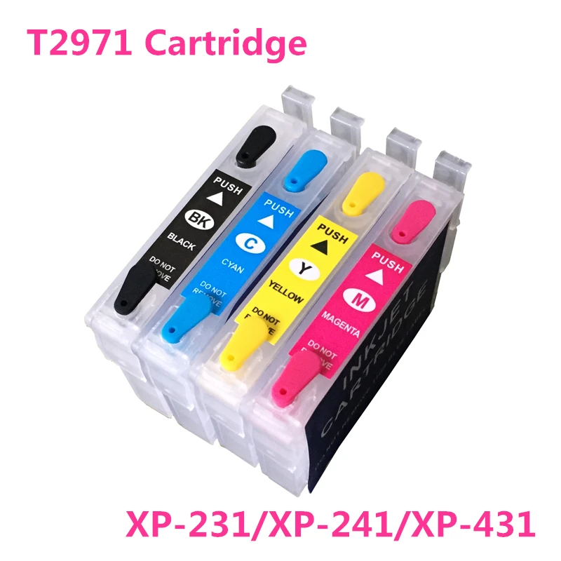 4 colors XP231 XP241 cartridge For Epson T2971 Refillable Ink Cartridge For Epson XP431 XP 431
