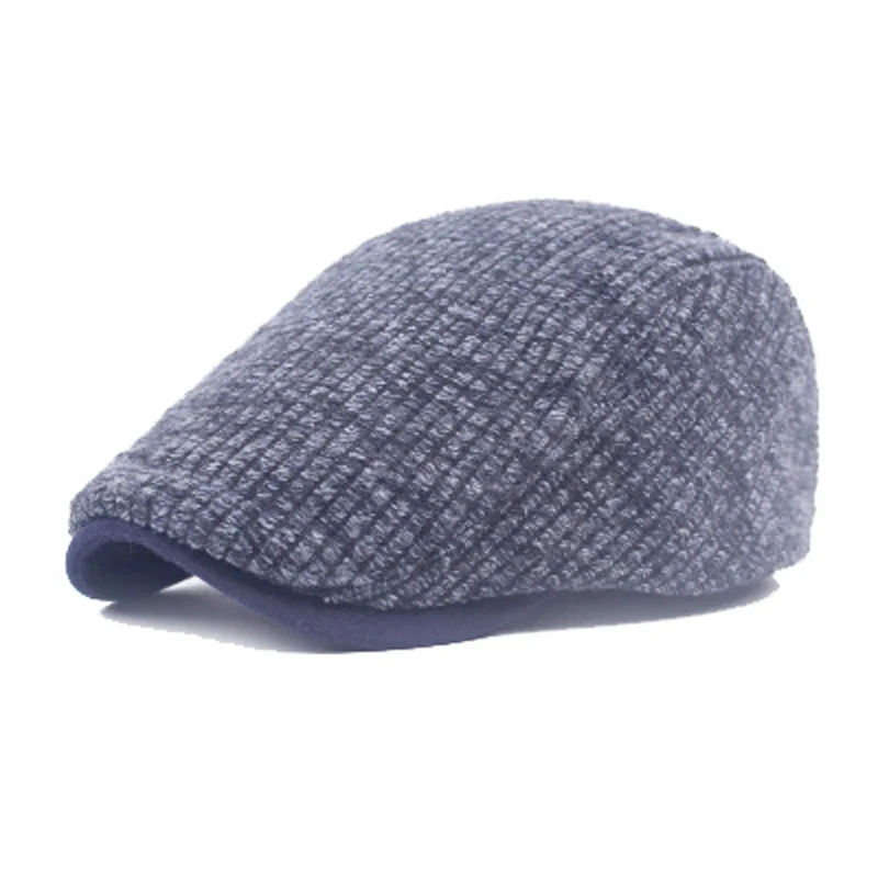 FS, зимний винтажный хлопковый берет, вязаная шапка с пряжкой, плоские шапки в полоску, повседневные, газетные, черные, синие, коричневые, теплые шапки для мужчин