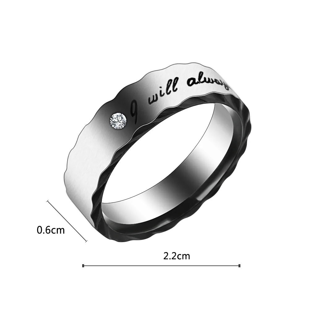 Top Quality Titanium Steel Rhinestone Ring Letter \