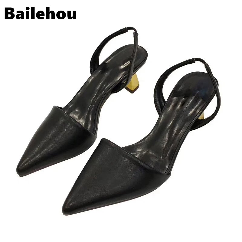 Bailehou 2019 модные брендовые женские сандалии элегантные с острым носком на высоком
