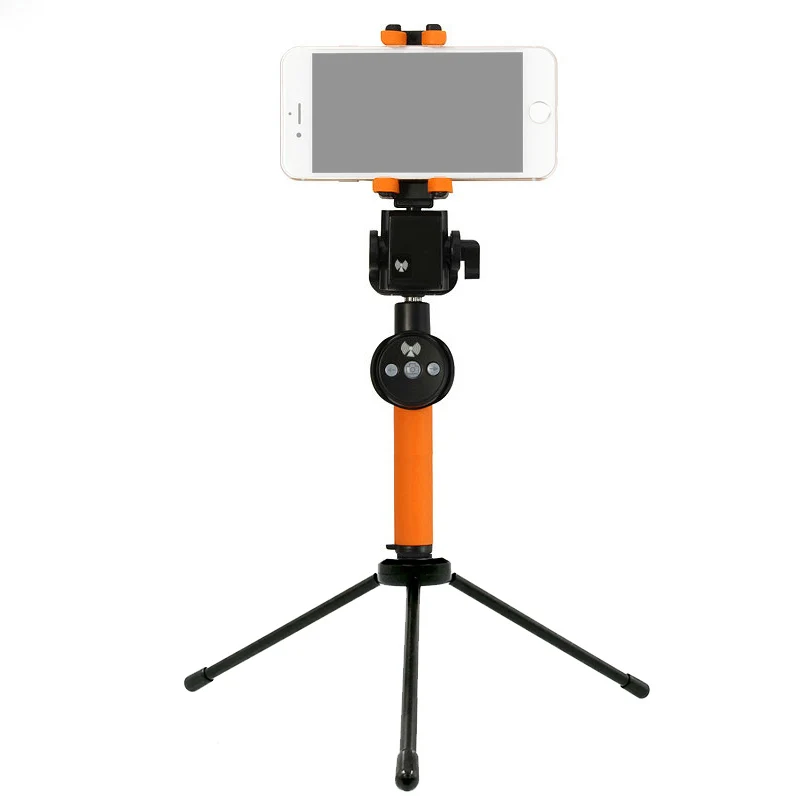 360 градусов вращающийся панорамный Bluetooth селфи палка для Iphone Xiaomi samsung Android монопод для телефона Штатив для видео блогеров - Цвет: Orange with tripod