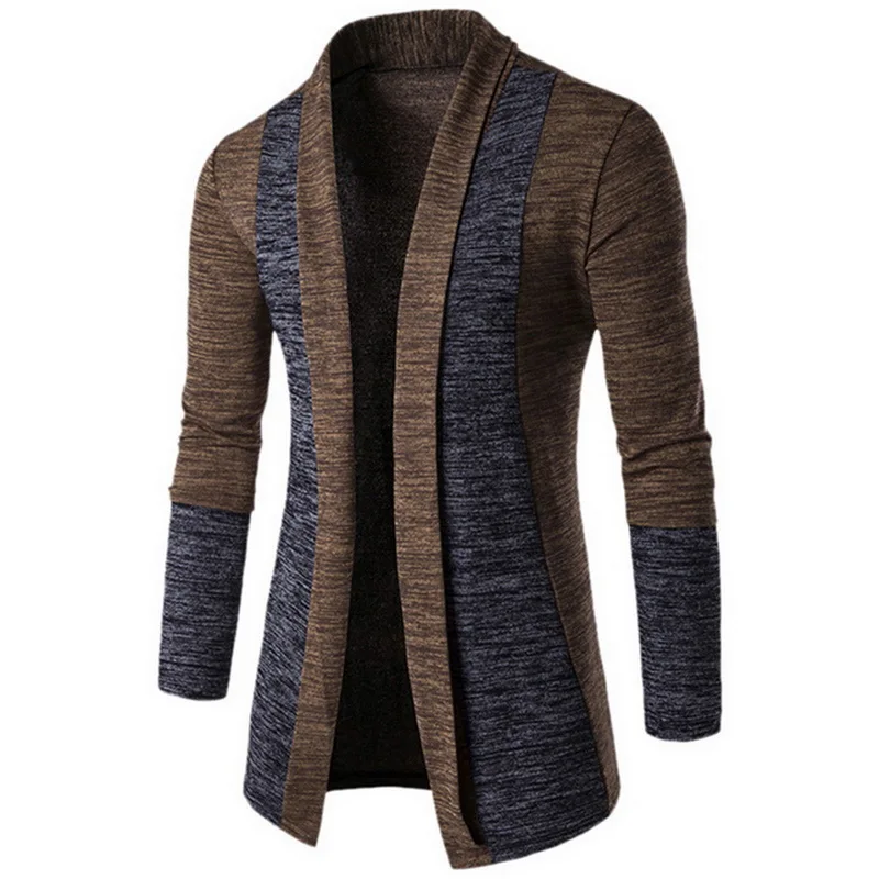Oeak M-4XL большой Размеры Autum зима теплая Для мужчин кардиган лоскутное мужской Свободные свитеры пальто Мужская Верхняя одежда chompas para hombre