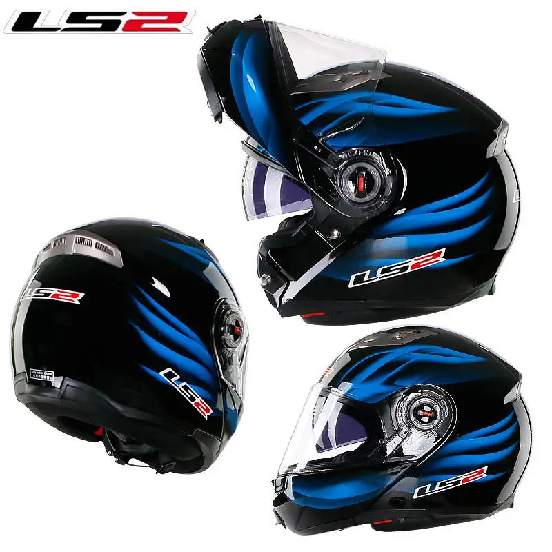 LS2 ff370 флип-ап мото rcycle шлем casco de moto кафе шлем для гонщика анфас двойной объектив козырек capacetes de moto ciclista ECE - Цвет: Blue Dream