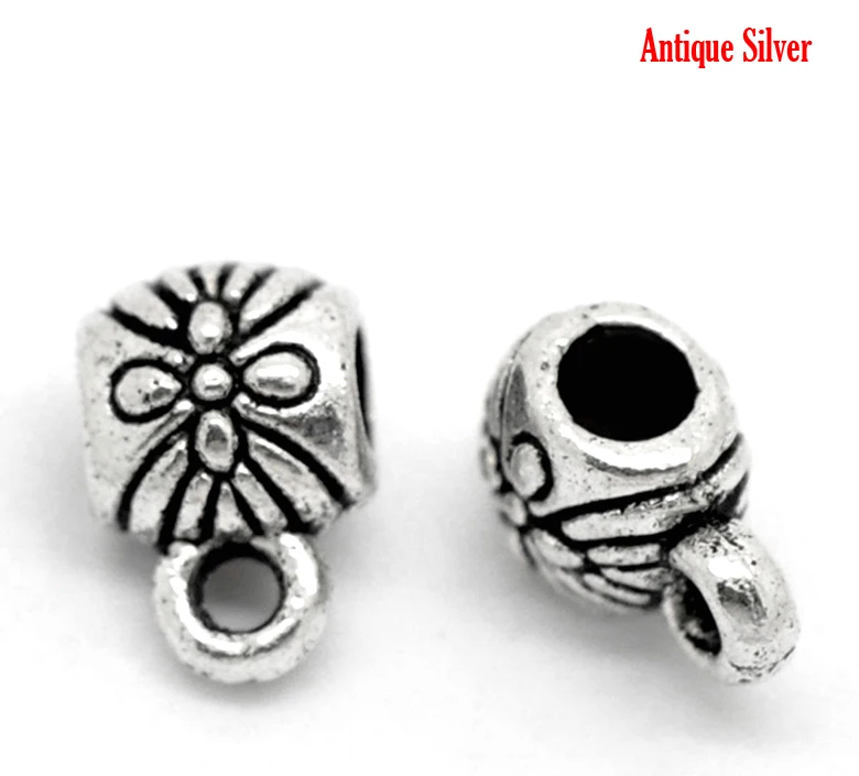 DoreenBeads 20 шт. античные серебряные цветные цветочные узоры круглые бусины 9 мм x 6 (3/8