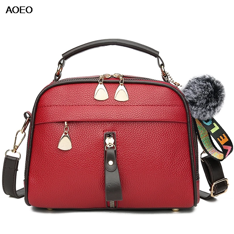 

AOEO Women Shoulder Bag 2019 New Fashion Free Velvet Keychain Ladies Small Handbag Sweet Elegant Lady Messenger Bags Female