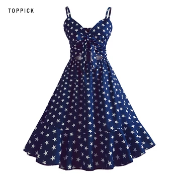 

Summer Women Vintage Halter Sexy Pentagram Print Dress Sleeveless Dress V-neck Bow-knot Bandage Party Robe Vestidos