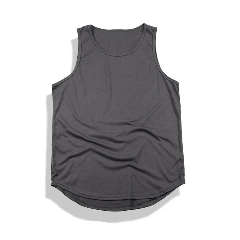 Men Tank Top O neck Arc Bottom Design Solid Color Tanks Fashion Tees