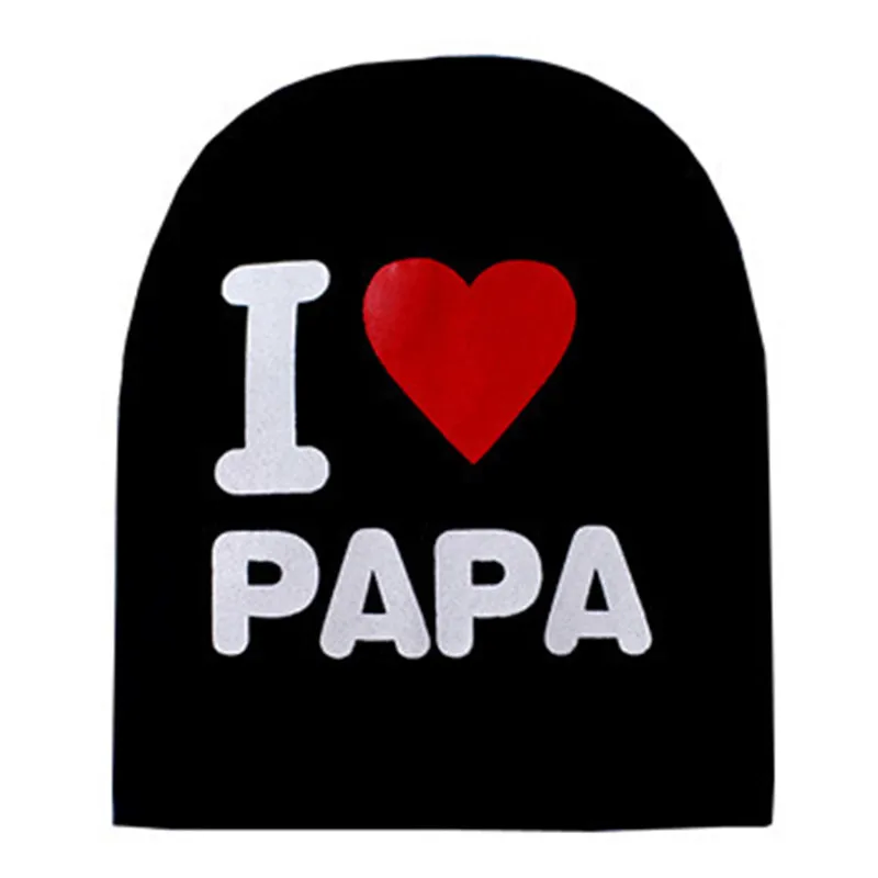 Мягкие удобные шапки унисекс с принтом Love Mon and Dad из хлопка двух цветов, сохраняющие тепло, модные эластичные шапки ATRQ0114