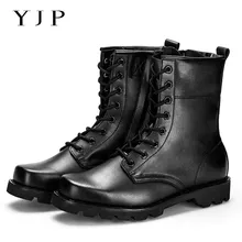 YJP Dentelle-Up & Zipper Chaussures Militaires, mode Noir Tactique Bottes, chevalier mi-mollet Bottes de Combat de L’armée, moto Botas Masculina